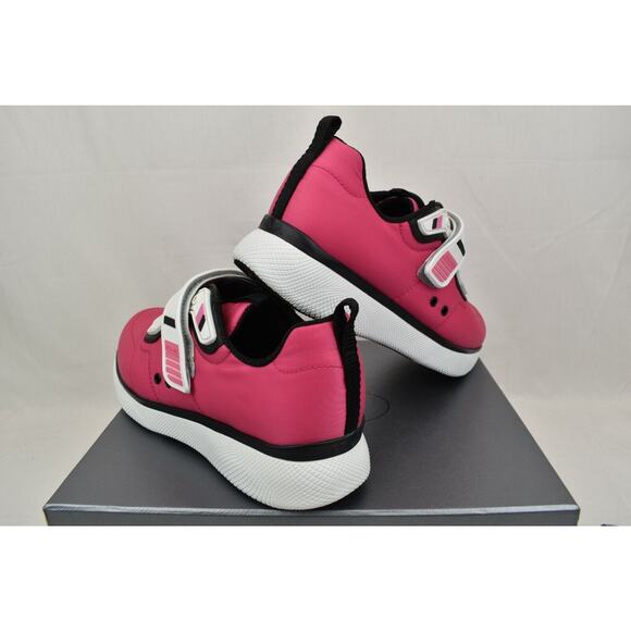 NIB PRADA 3E6322 PINK NYLON WHITE PATENT LEATHER LOW TOP STRAP SNEAKERS 39.5 - Picture 7 of 11